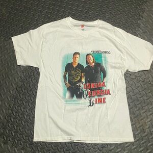 Hanes White Graphic Tee with Red and Teal Tour Print